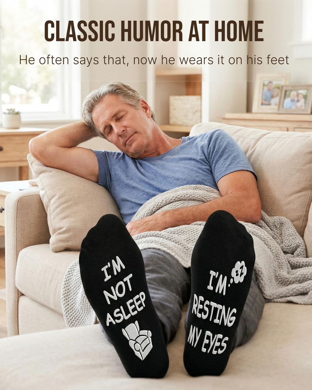 Chaussettes fantaisie « Je repose mes yeux » – Cadeau pour papa
